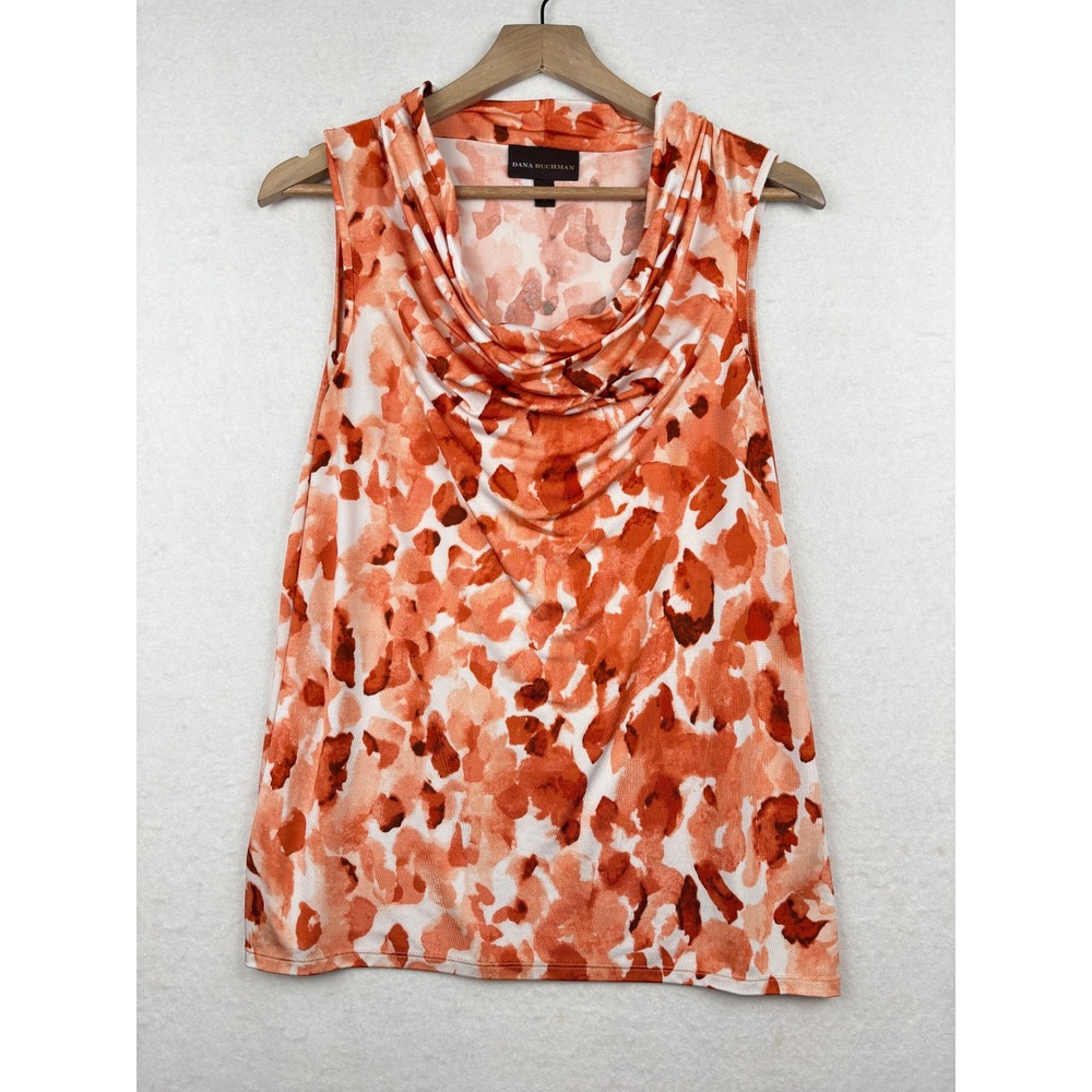 Dana Buchman Top‎ Womens Small Cowl Neck Sleeveless Abstract Career